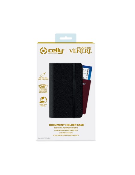 Celly Venere Passport Portafoglio Nero Ecopelle