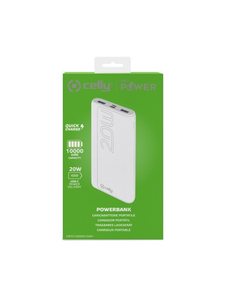 Celly PBPD10000EVOWH batteria portatile 10000 mAh Bianco