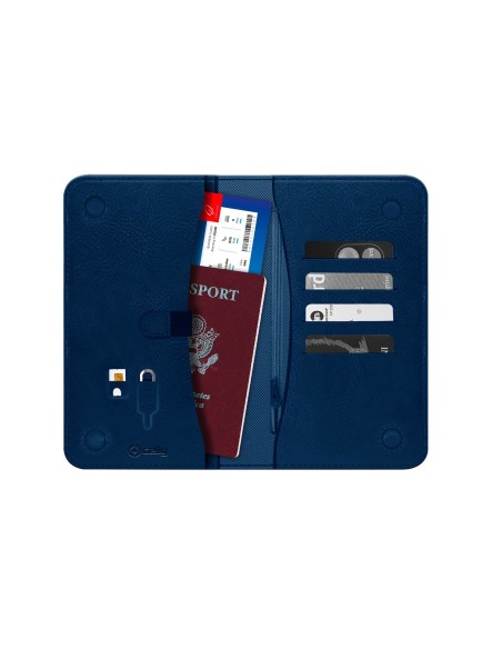 Celly PassportD Portafoglio Blu Ecopelle