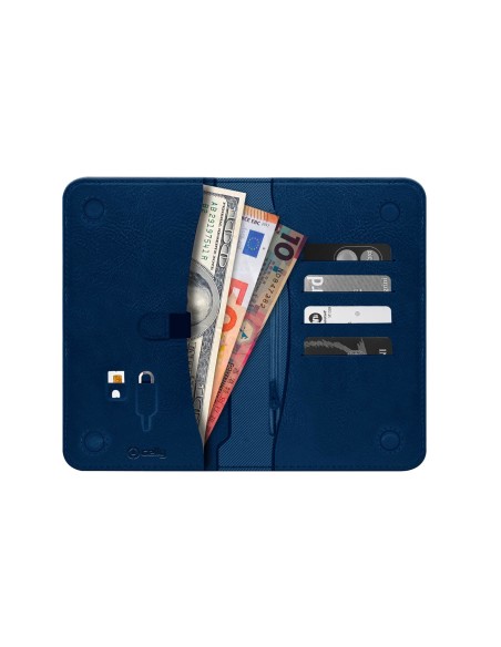 Celly PassportD Portafoglio Blu Ecopelle