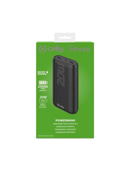 Celly PBPD20000EVOBK batteria portatile 20000 mAh Nero