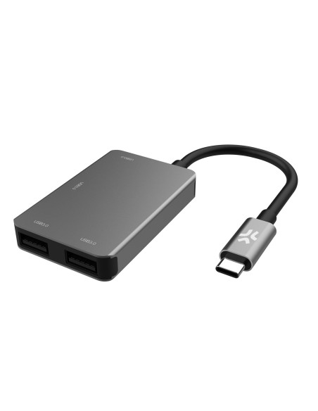 Celly PROHUB4IN1SV hub di interfaccia USB 2.0 Type-C Grigio