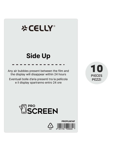 Celly PROFILM10AF protezione per lo schermo e il retro dei telefoni cellulari Pellicola proteggischermo trasparente Universale