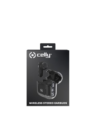 Celly SHEER Auricolare True Wireless Stereo (TWS) In-ear Musica e Chiamate Nero, Trasparente