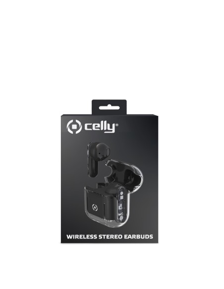 Celly SHEER Auricolare True Wireless Stereo (TWS) In-ear Musica e Chiamate Nero, Trasparente