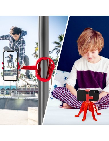 Celly Squiddy Max treppiede Smartphone fotocamera di azione 6 gamba gambe Rosso