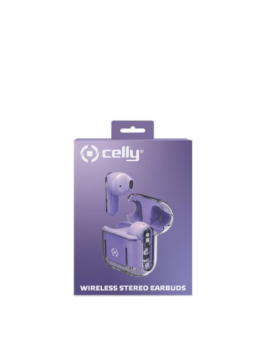 Celly SHEER Auricolare True Wireless Stereo (TWS) In-ear Musica e Chiamate Trasparente, Viola
