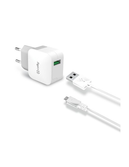 Celly TCUSBMICRO Caricabatterie per dispositivi mobili Smartphone, Tablet Bianco AC Interno