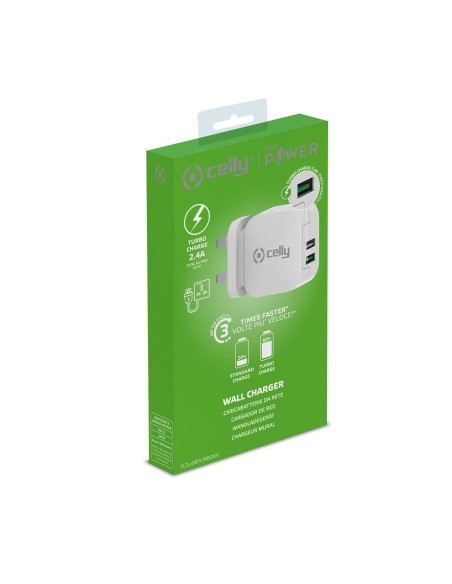 Celly TC2USBTURBOUK Caricabatterie per dispositivi mobili Fotocamera, Comandi di gaming, Cuffie, Telefono cellulare, Power