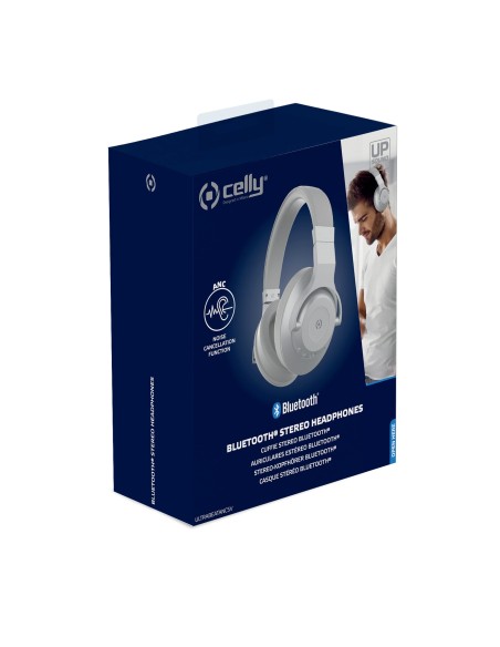 Celly ULTRABEAT ANC Auricolare Con cavo e senza cavo A Padiglione Musica e Chiamate Bluetooth Argento