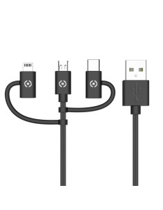 Celly USB3IN1BK cavo USB USB 2.0 1 m USB A Micro-USB B Nero
