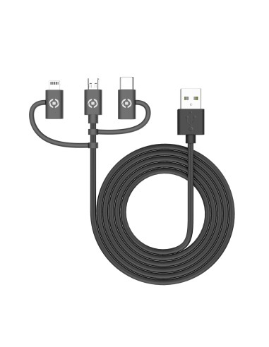 Celly USB3IN1BK cavo USB USB 2.0 1 m USB A Micro-USB B Nero