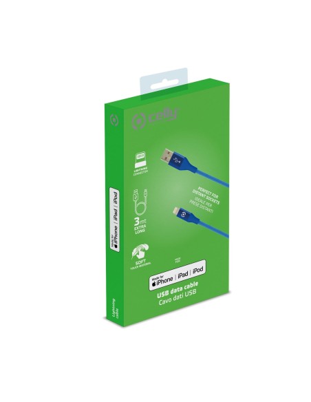 Celly USBLIGHTCOL3MBL cavo Lightning 3 m Blu