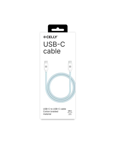 Celly USBCUSBCCOTTLB cavo USB 1,5 m USB C Blu, Bianco
