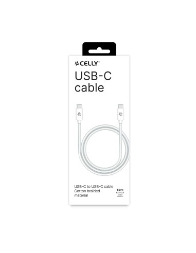Celly USBCUSBCCOTTWH cavo USB 1,5 m USB C Bianco