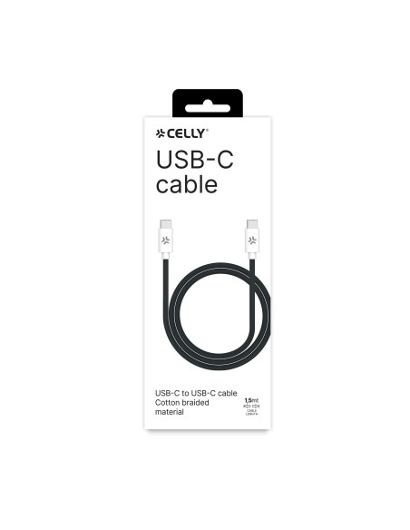 Celly USBCUSBCCOTTBK cavo USB 1,5 m USB C Nero, Bianco