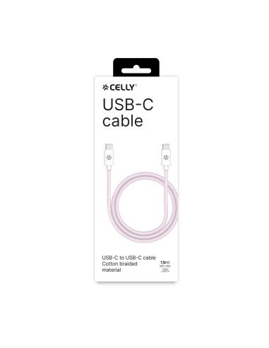 Celly USBCUSBCCOTTPK cavo USB 1,5 m USB C Rosa, Bianco