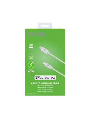 Celly USBLIGHTTYPECWH cavo per cellulare Bianco 1 m USB C Lightning