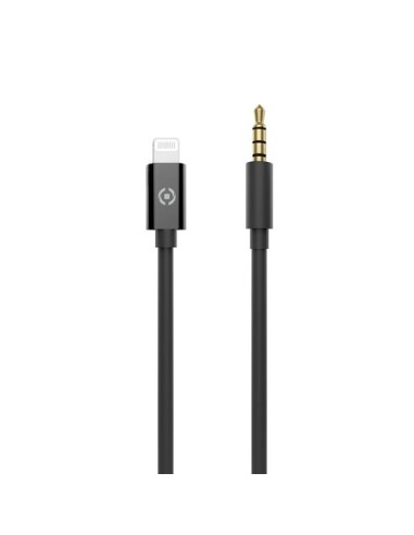 Celly USBLIGHT35MMBK cavo per cellulare Nero 1 m 3.5mm Lightning