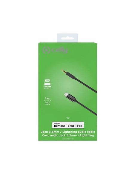 Celly USBLIGHT35MMBK cavo per cellulare Nero 1 m 3.5mm Lightning