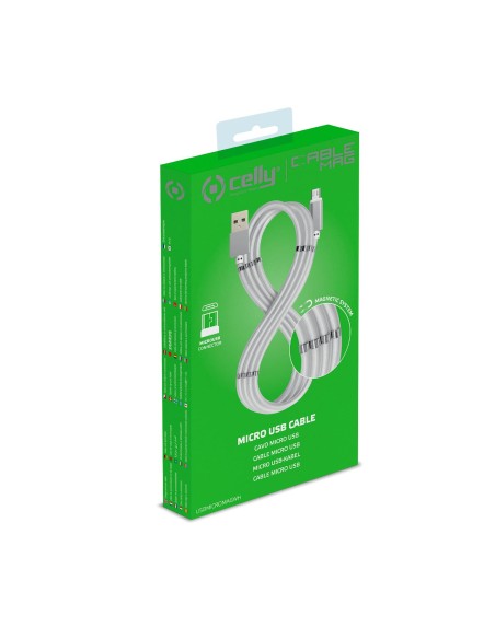 Celly USBMICROMAGWH cavo USB USB 2.0 1 m USB A Micro-USB B Bianco