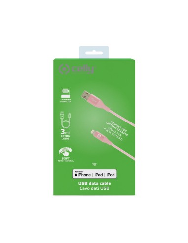Celly USBLIGHTCOL3MPK cavo Lightning 3 m Rosa
