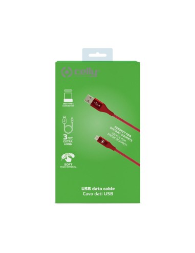 Celly USBTYPECCOL3MRD cavo USB 3 m USB A USB C Rosso