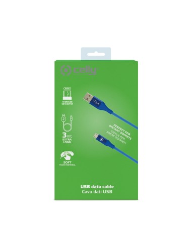Celly USBMICROCOL3MBL cavo USB 3 m USB A Micro-USB B Blu
