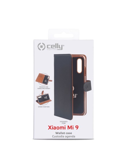 Celly Wally custodia per cellulare 15,5 cm (6.1") Custodia a libro Nero, Marrone