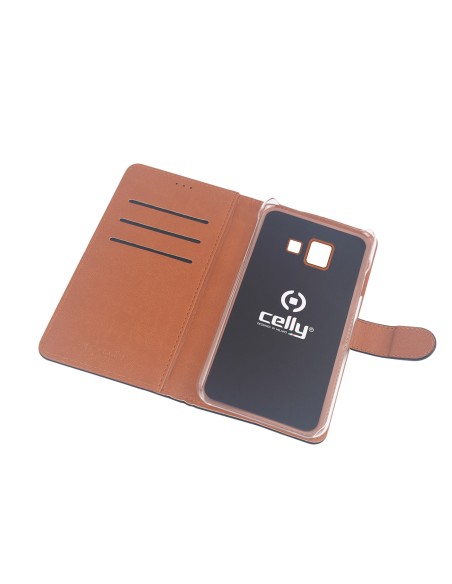 Celly Wally custodia per cellulare 15,2 cm (6") Custodia a libro Nero, Marrone