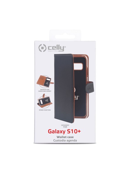 Celly WALLY891 custodia per cellulare 16,3 cm (6.4") Custodia a borsellino Nero, Marrone