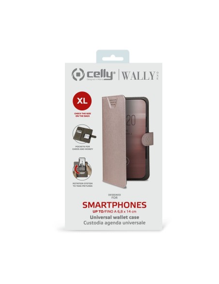 Celly Wally One XL custodia per cellulare 12,7 cm (5") Custodia flip a libro Rosa