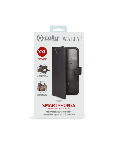 Celly Wally One XXL custodia per cellulare 14 cm (5.5") Custodia flip a libro Nero