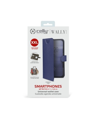 Celly Wally One XXL custodia per cellulare 14 cm (5.5") Custodia flip a libro Blu