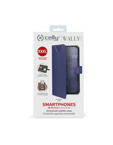Celly Wally One XXXL custodia per cellulare 15,2 cm (6") Custodia flip a libro Blu