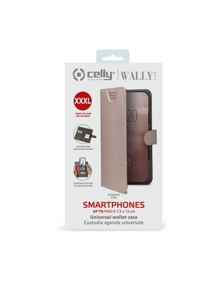 Celly Wally One XXXL custodia per cellulare 15,2 cm (6") Custodia flip a libro Rosa