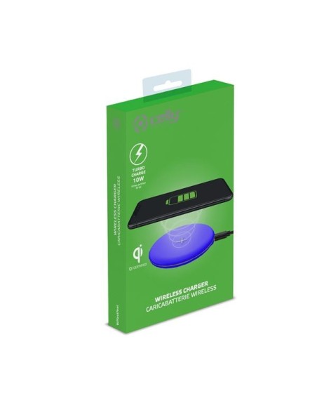 Celly WLFASTFEELBL Caricabatterie per dispositivi mobili Smartphone Blu USB Carica wireless Ricarica rapida Interno Celly WLFASTFEELBL Caricabatterie per dispositivi mobili Smartphone Blu USB Carica wireless Ricarica rapida Interno