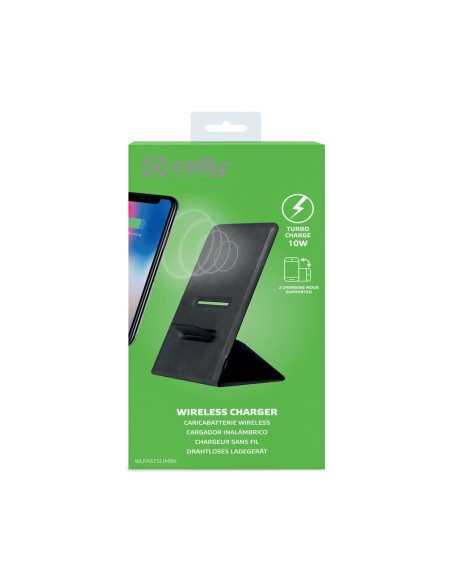 Celly WLFASTSLIMBK Caricabatterie per dispositivi mobili Nero USB Carica wireless Interno Celly WLFASTSLIMBK Caricabatterie per dispositivi mobili Nero USB Carica wireless Interno