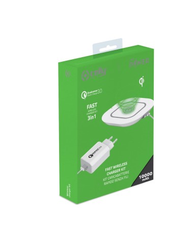 Celly WLKIT3IN1WH Caricabatterie per dispositivi mobili Telefono cellulare, Smartphone, Tablet Bianco USB Carica wireless
