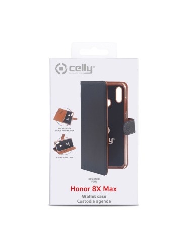 Celly Wally custodia per cellulare 18,1 cm (7.12") Custodia a libro Nero