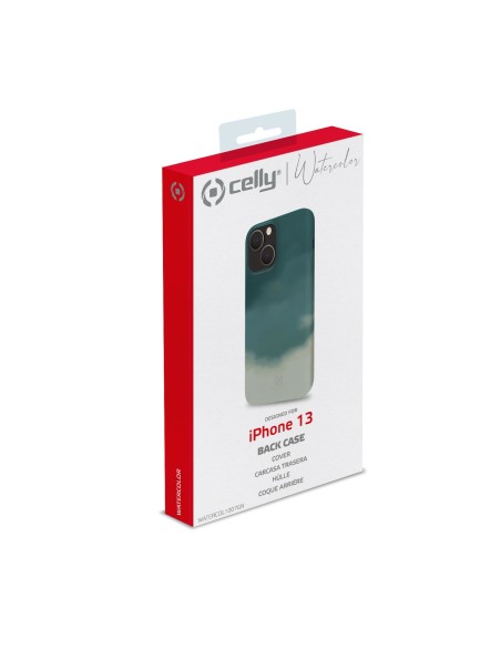 Celly WATERCOLOR iPhone 13 custodia per cellulare 15,5 cm (6.1") Cover Verde Celly WATERCOLOR iPhone 13 custodia per cellulare 15,5 cm (6.1") Cover Verde