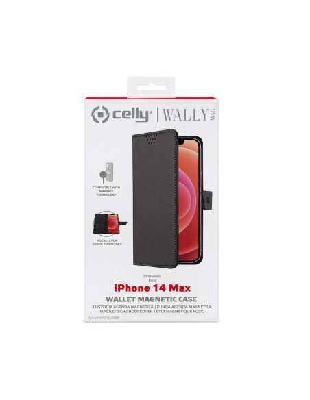 Celly Wallymag custodia per cellulare 17 cm (6.7") Custodia a borsellino Nero