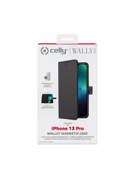 Celly WALLYMAG custodia per cellulare 15,5 cm (6.1") Custodia a borsellino Nero