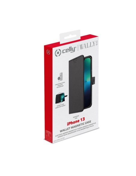 Celly WALLYMAG custodia per cellulare 15,5 cm (6.1") Custodia a borsellino Nero