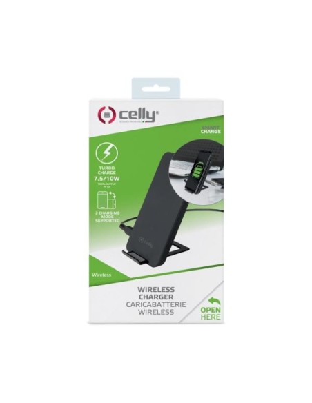 Celly WLFASTSTANDBK Caricabatterie per dispositivi mobili Smartphone Nero dC Carica wireless Interno