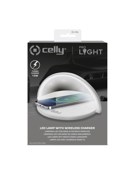 Celly WLLIGHTCIRCLEWH Caricabatterie per dispositivi mobili Fotocamera, Comandi di gaming, Cuffie, Telefono cellulare, Power