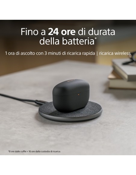 Sony WF-1000XM5 Cuffie Wireless con Noise Cancelling- Durata della batteria fino a 24 ore - Nero