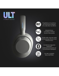 Sony ULT WEAR - Cuffie Bluetooth Wireless con ULT POWER SOUND, bassi profondi, Noise Cancelling, ottima qualità delle chiamate, 2