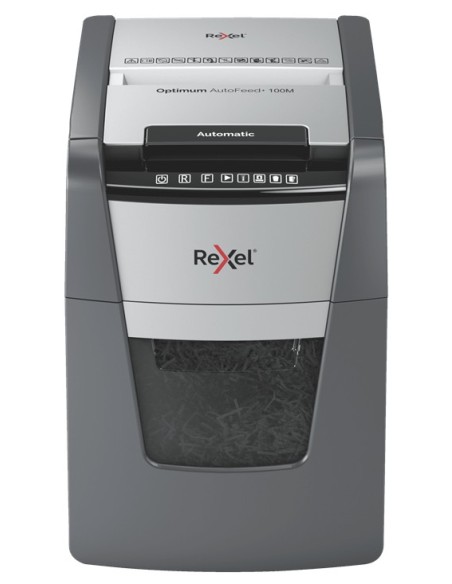 Rexel AutoFeed+ 100M distruggi documenti Triturazione incrociata 55 dB 22 cm Nero, Grigio