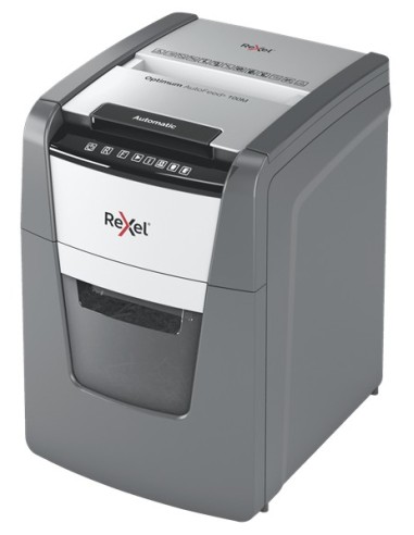 Rexel AutoFeed+ 100M distruggi documenti Triturazione incrociata 55 dB 22 cm Nero, Grigio